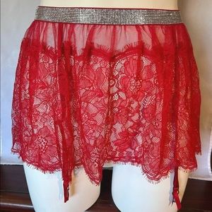 Victoria's secret very sexy shine strap skirt front garter belt